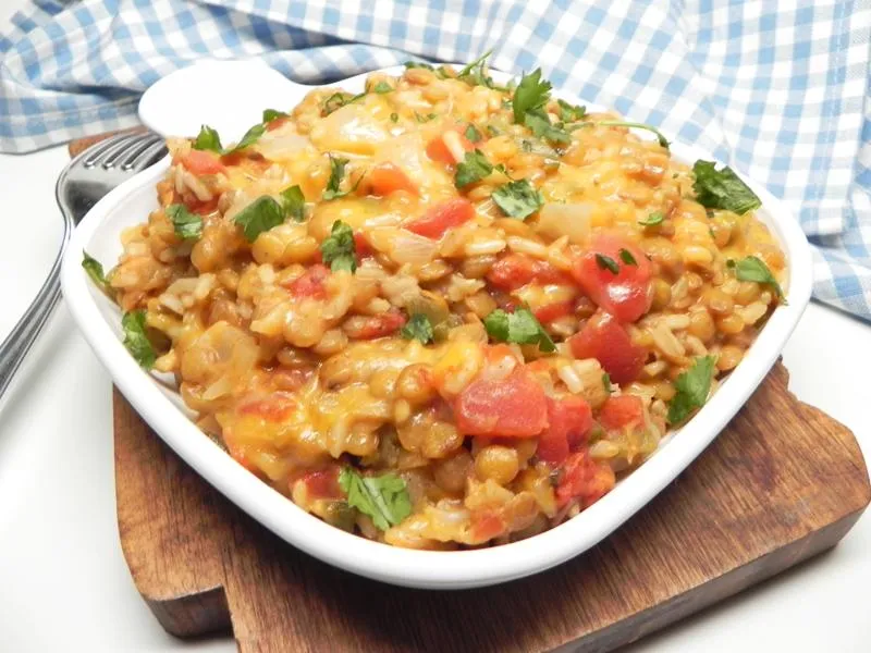 Instant Pot & Lentilhas e arroz mexicano com queijo
