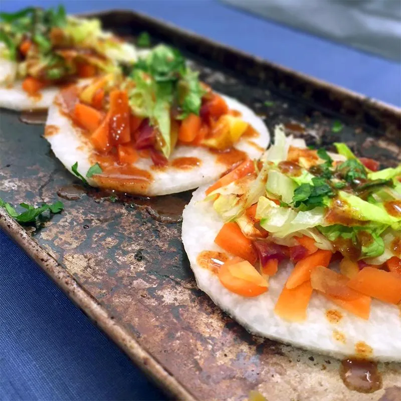 Jicama Tostadas com baixo teor de carboidratos