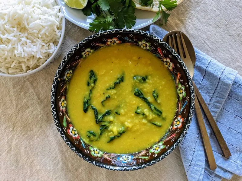 Couve indiana e Moong Dal