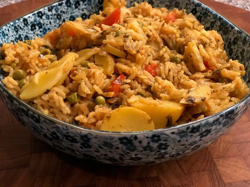 Instant Pot & Pudina Pulao arroz com hortela