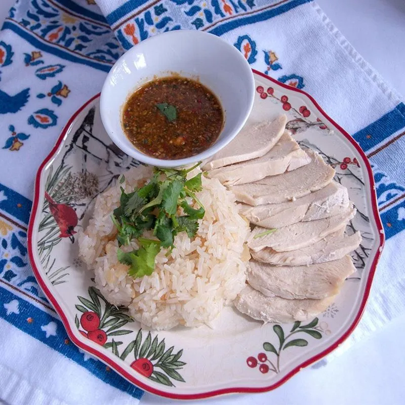 Khao Man Gai Thai Frango e arroz (versão saudável)