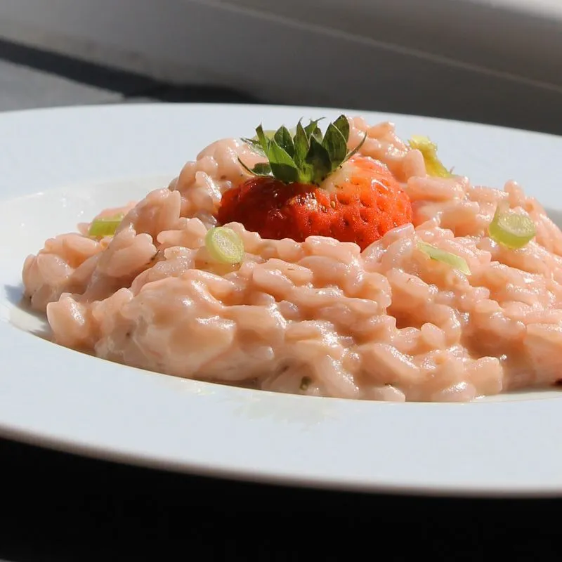 Risoto de morango prosecco primavera para dois