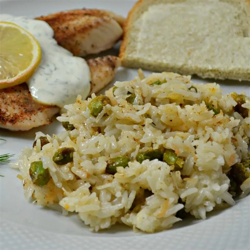 Arroz de coco com edamame