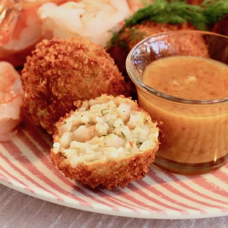 Camarão Frito e Croquetes de Arroz