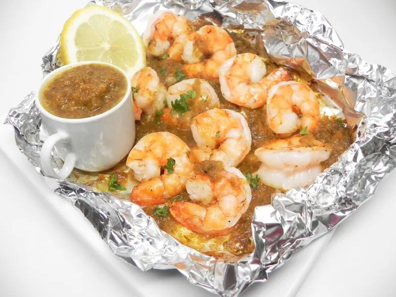 Jamaican Jerk Shrimp em Foil
