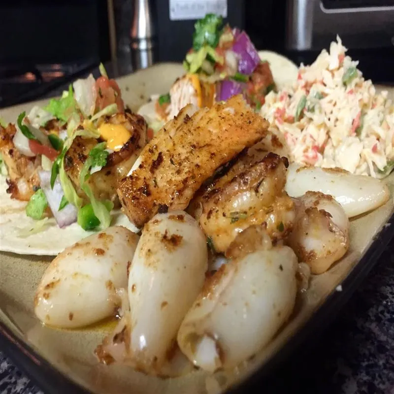 Tacos de Camarão Cajun Picantes