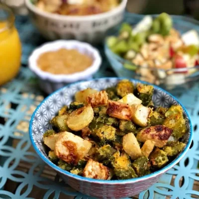 Hash de café da manhã vegan de quiabo e couve-rábano
