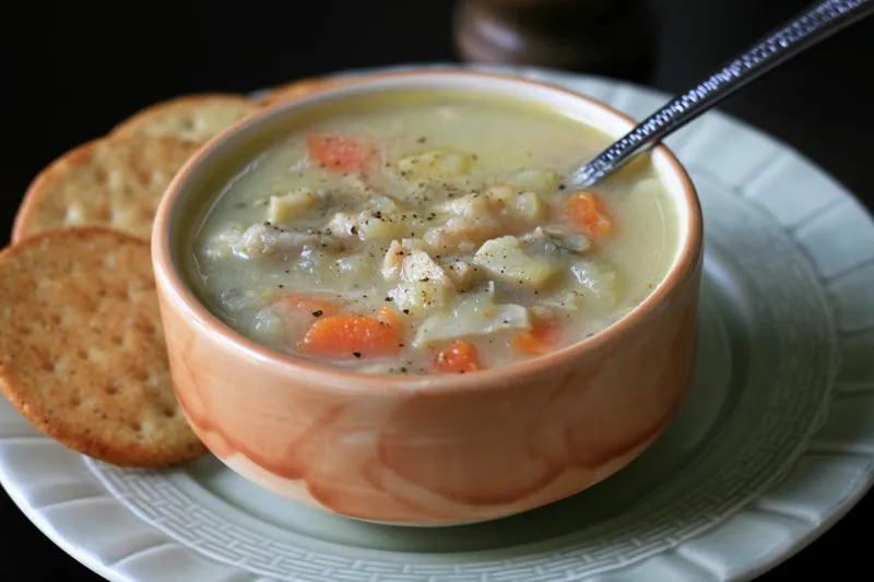 Sopa de moluscos de couve-flor (baixas calorias)
